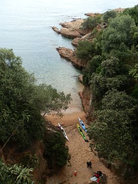 Inlet beach reached only by canoes Sant Pol Costa Brava