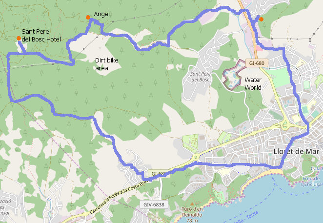 Lloret de Mar Sant Pere del Bosc walking route