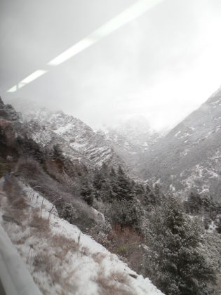Ribes de Freser snowy view from Cremallera Train