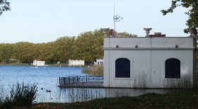 Banyoles boat houses on the lake