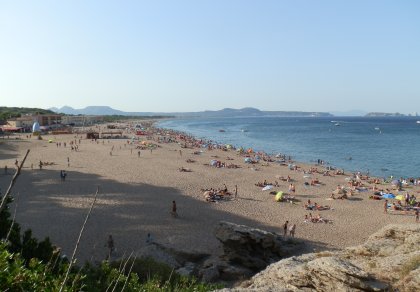 View along Platja de Pals Costa Brava towards lEstartit and Torroella de Montgri