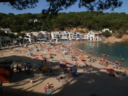 Main Tamariu beach with bars and restaurants behind