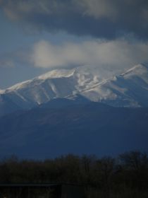 View to the mountain of Canigou from Castello dEmpuries