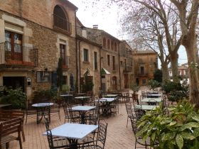 Corca village square outside old walled centre