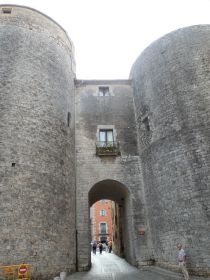 Girona city gate with huge city walls