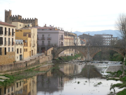 La Bisbal dEmporda bridge over the River Daro with water