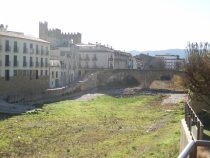 La Bisbal dEmporda with castle and old bridge over the river Daro