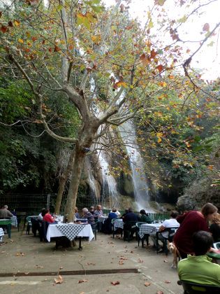 Waterfall at Les Escaules by restaurant