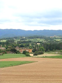 View to Monells from the walk with Gavarres behind