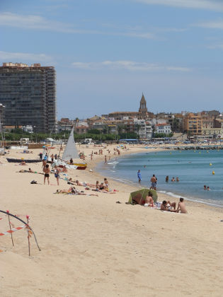 Palamos beach Costa Brava looking north towards the town