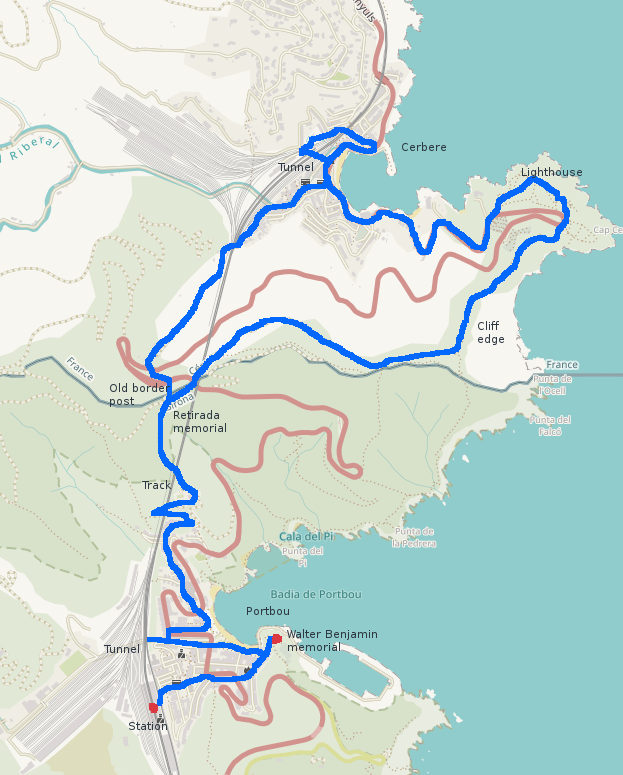 Walking route Portbou to Cerbere