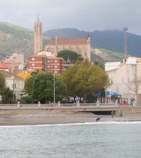 Portbou church from beach