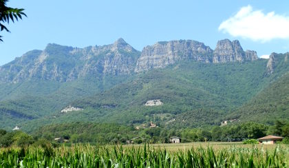 Sant Esteve dEn Bas view from the valley to the cingles