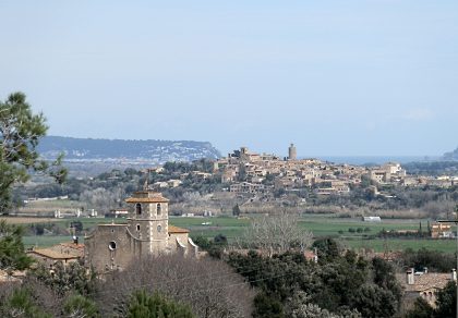 View across Torrent and Pals to the Costa Brava coast