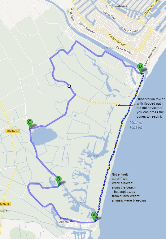 Walking route for Aiguamolls dEmporda