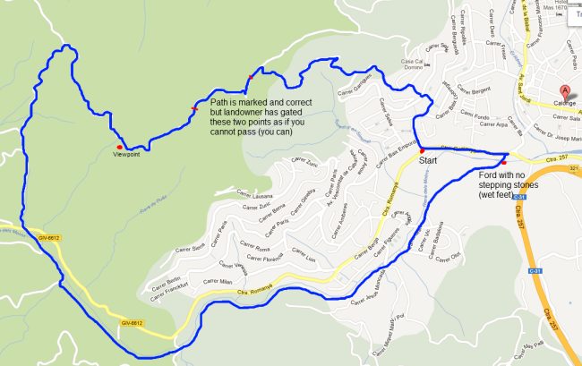 Walking route calonge, cami de molins and over Calonge