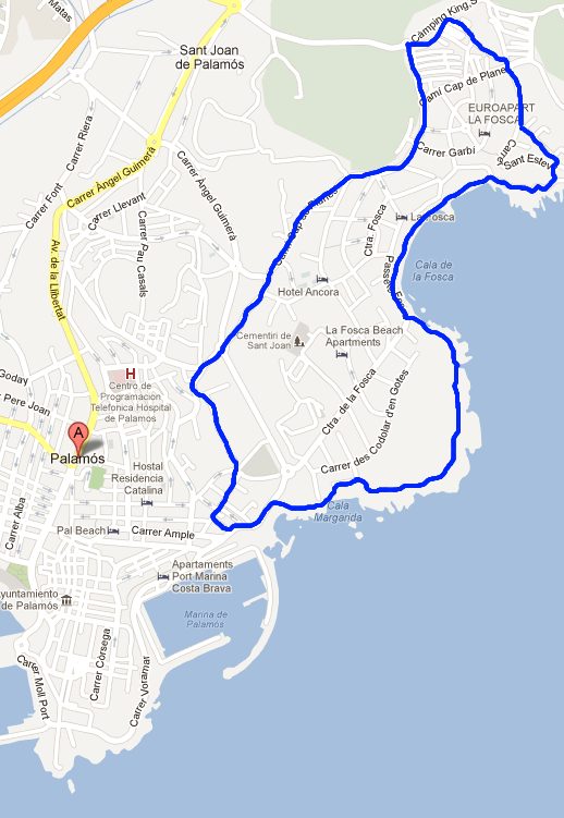 Walking route La Fosca to Palamos