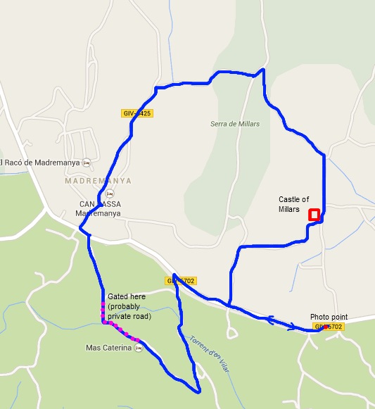 Walking route Madremanya to Castle at Millars