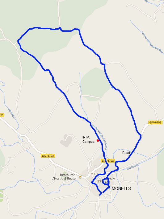 Walking route for Monells in to the woods