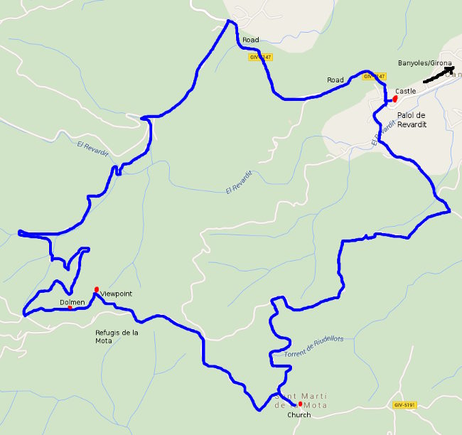 Walking route - Palol de Revardit to La Mota