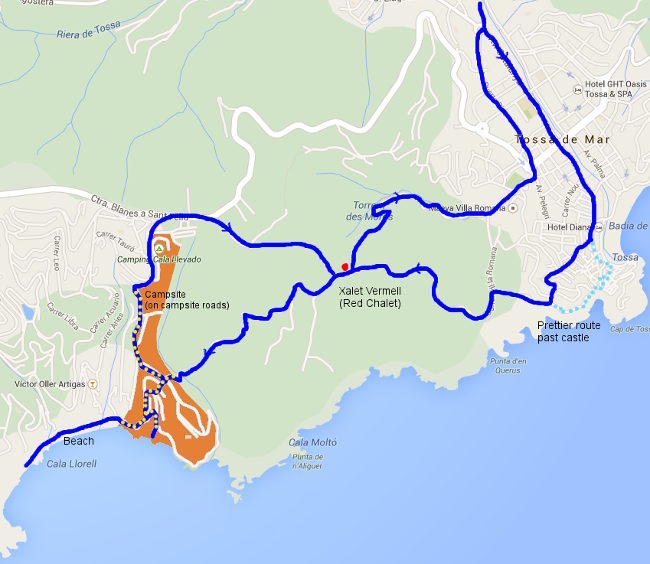 Walking route Tossa de Mar to Cala Llorell